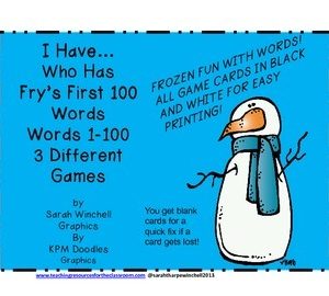 Winter January Reading Activities Sight Word Practice Review Game 1st 2nd Grade