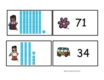 Tens and Ones Matching Place Value Game for 1st Grade