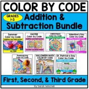 Math Coloring Pages Adding Subtracting Color By Code Worksheets 2nd